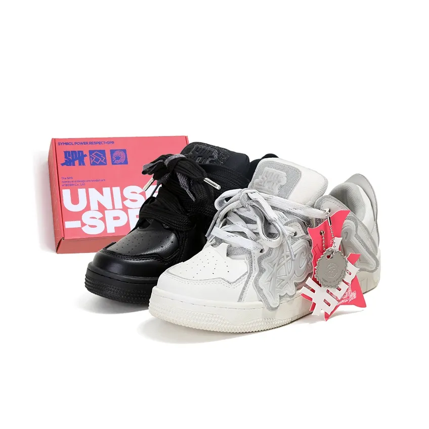 ADCDAVINCI Da Vinci Mismatched Puffy Shoes Height Increasing Low Top Skateboard Shoes Unisex Black & White Combo