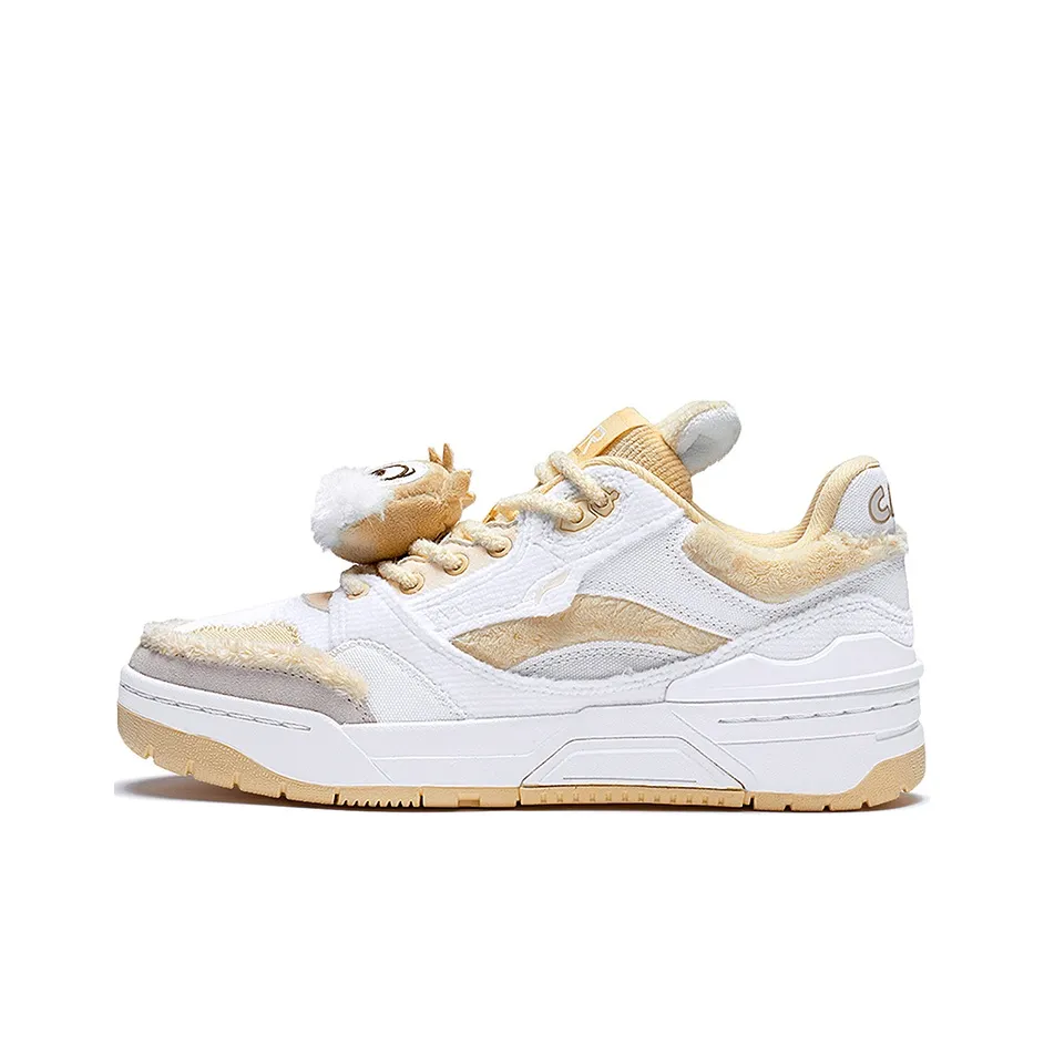 DISHINI LiNing RSR 101䨻 Chip 'N Dale Collection Anti Slip Wear Resistant Low Top Skateboard Shoes Women's White Yellow