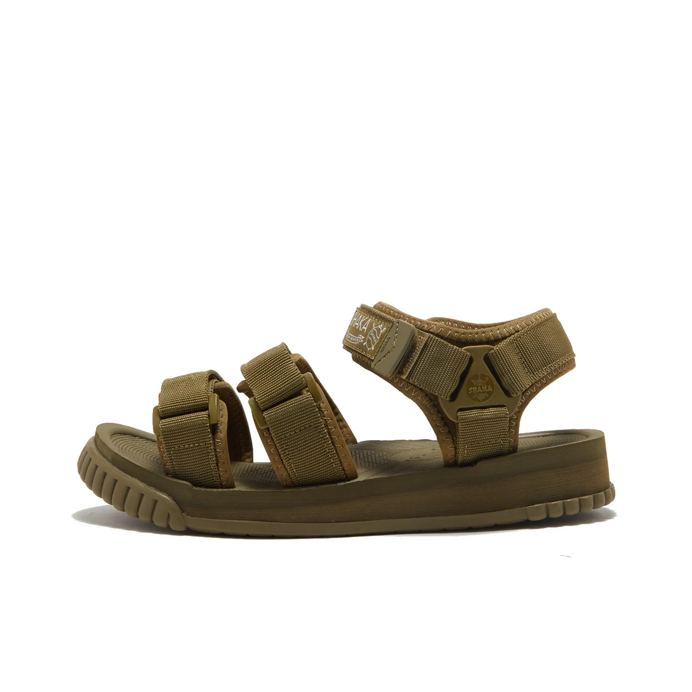 SHAKA Hook and Loop Beach Sandals Unisex Army Green