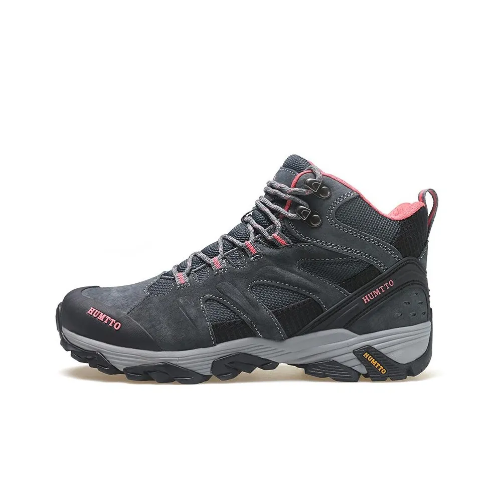 HUMTTO Cushioning Anti Slip And Wear Resistant High Top Outdoor Shoes Women's Dark Gray Pink