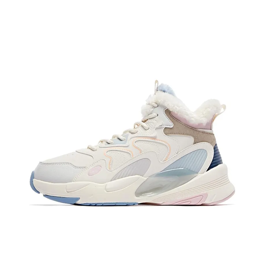 QIAODAN Abrasion Resistant Slip Resistant High Top Sports Casual Shoes Women's Yellow Pink