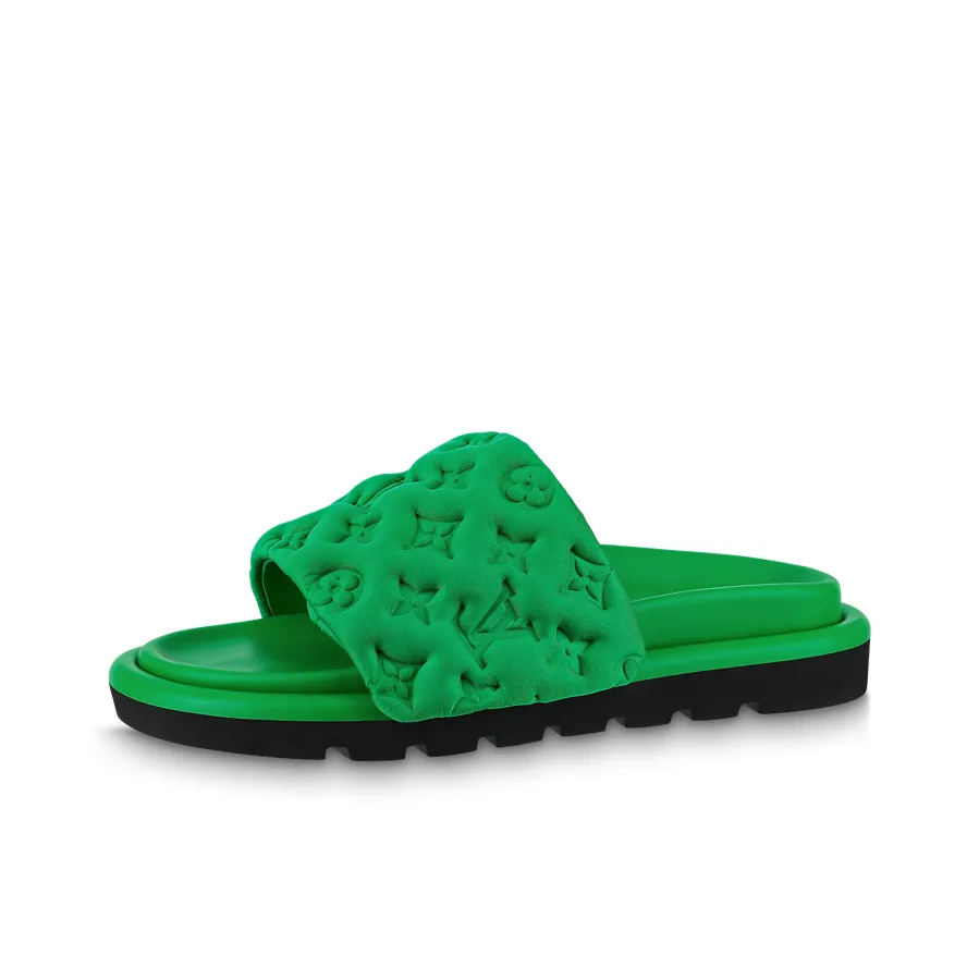 LOUIS VUITTON Odor Resistant Slide Slippers Women's Green