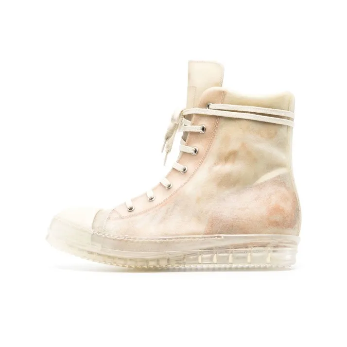 RICK OWENS/RO High Top Stylish Skateboarding Shoes Men's Ecru Vintage Version