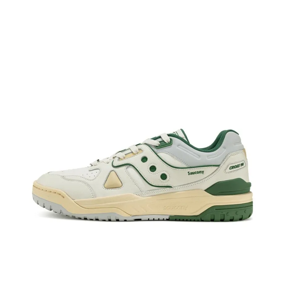 Saucony Cross 90 Slip-Resistant Abrasion-Resistant Low-Top Skateboard Shoes Unisex White Green Сакони Кросс 90 Slip-Resistant Abrasion-Resistant Низкие Кеды для Скейтбординга Унисекс Белый Зеленый
