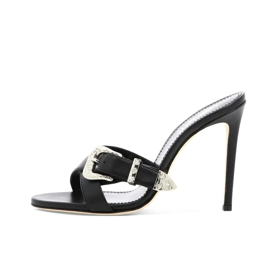 Paris Texas Regina Buckled Leather Mules
