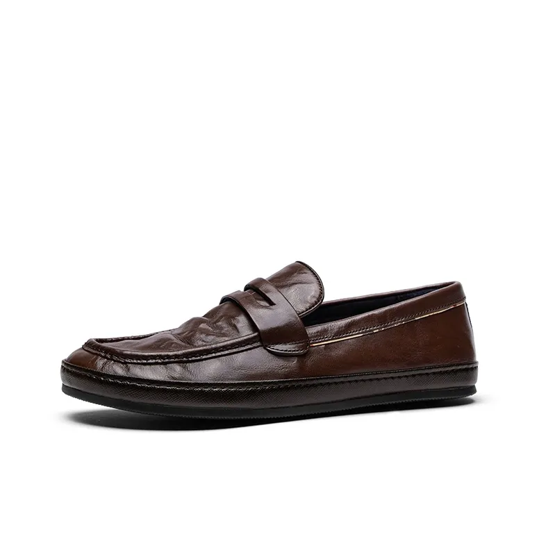 Hautton Jeans Casual Leather Shoes Men's Low top Brown