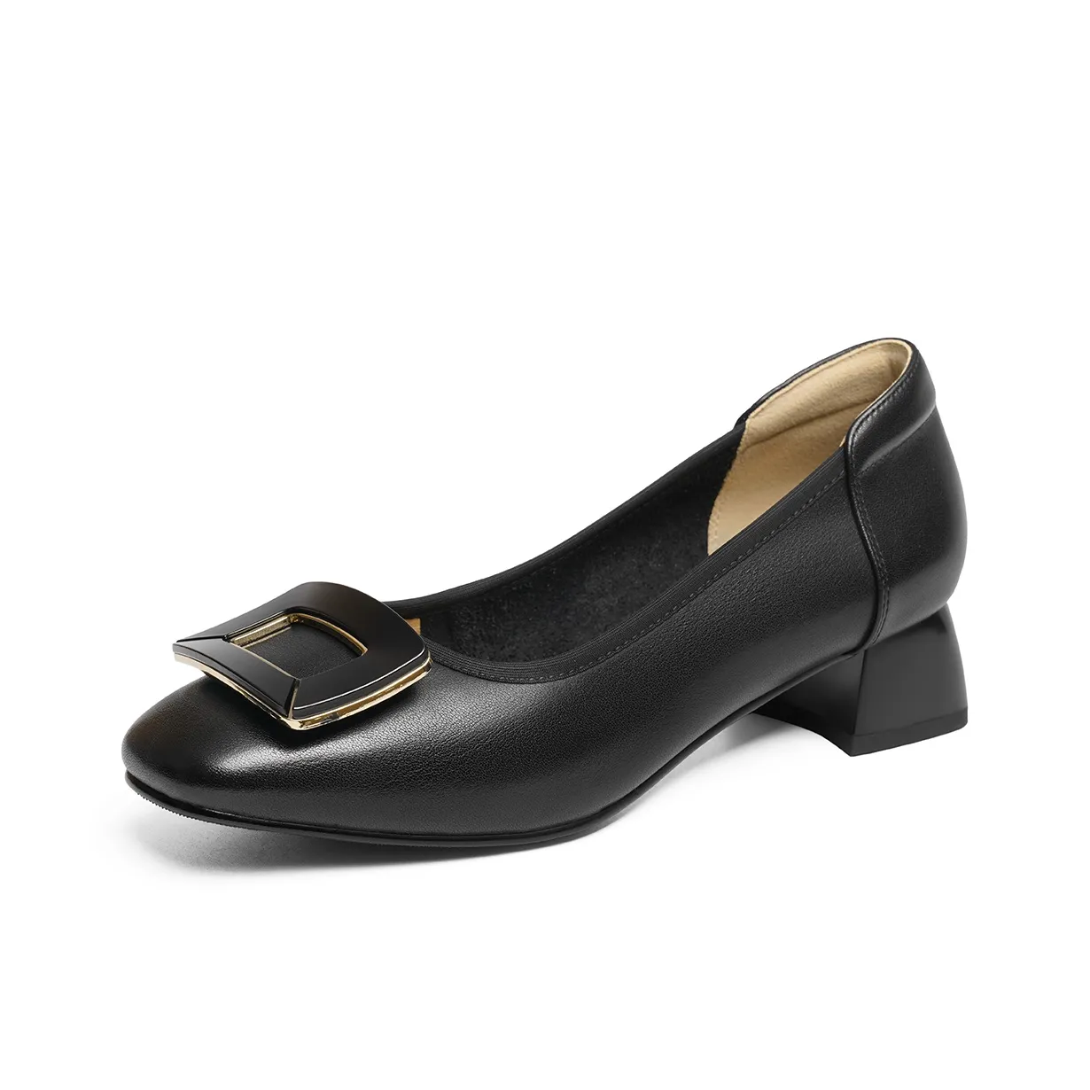 RED DRAGONFLY Slip On Маленькие Кожаные Туфли Без Подкладки Каблук 3,8 см Женские Черный Экрю