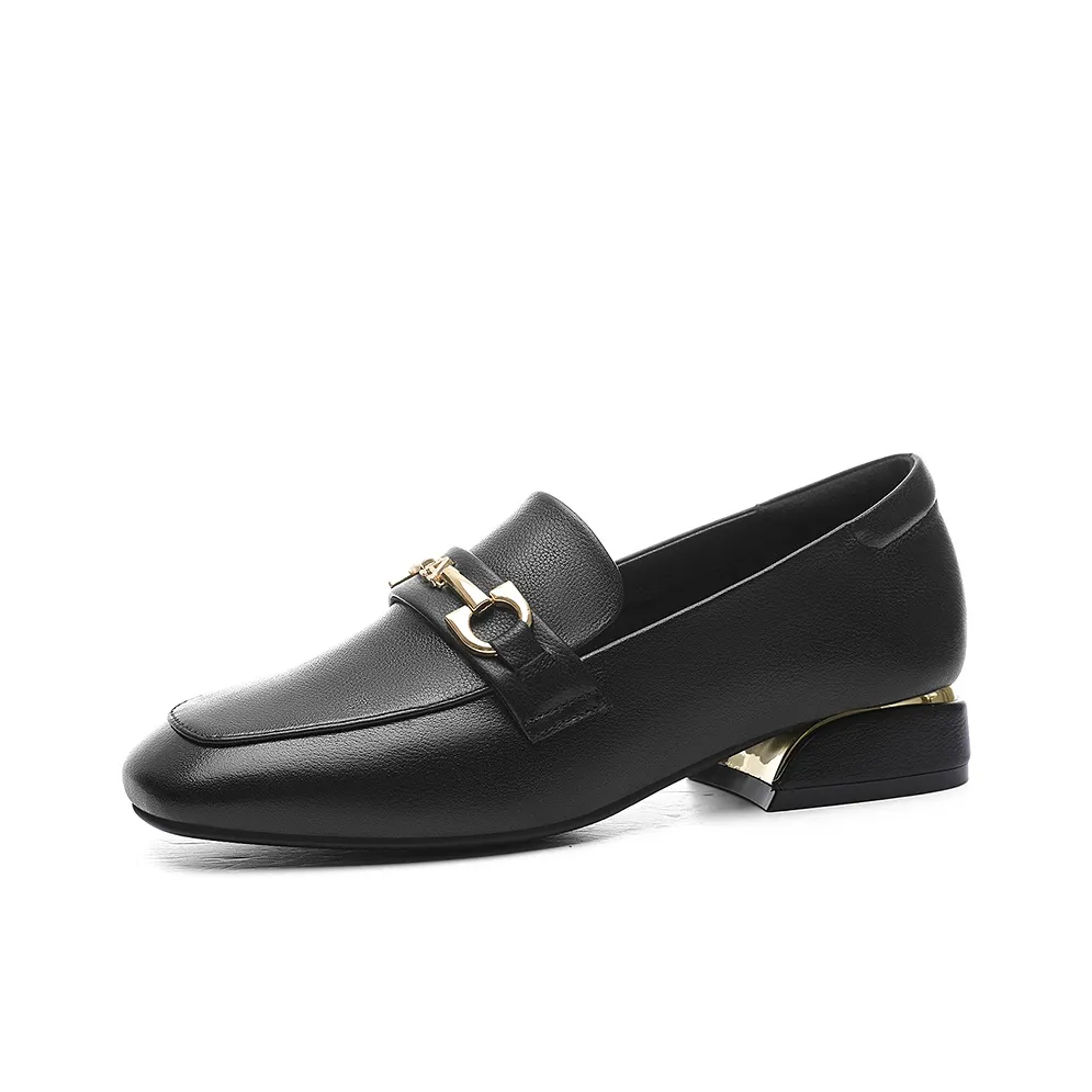 Golden Silk Rabbit Loafers Women's Black