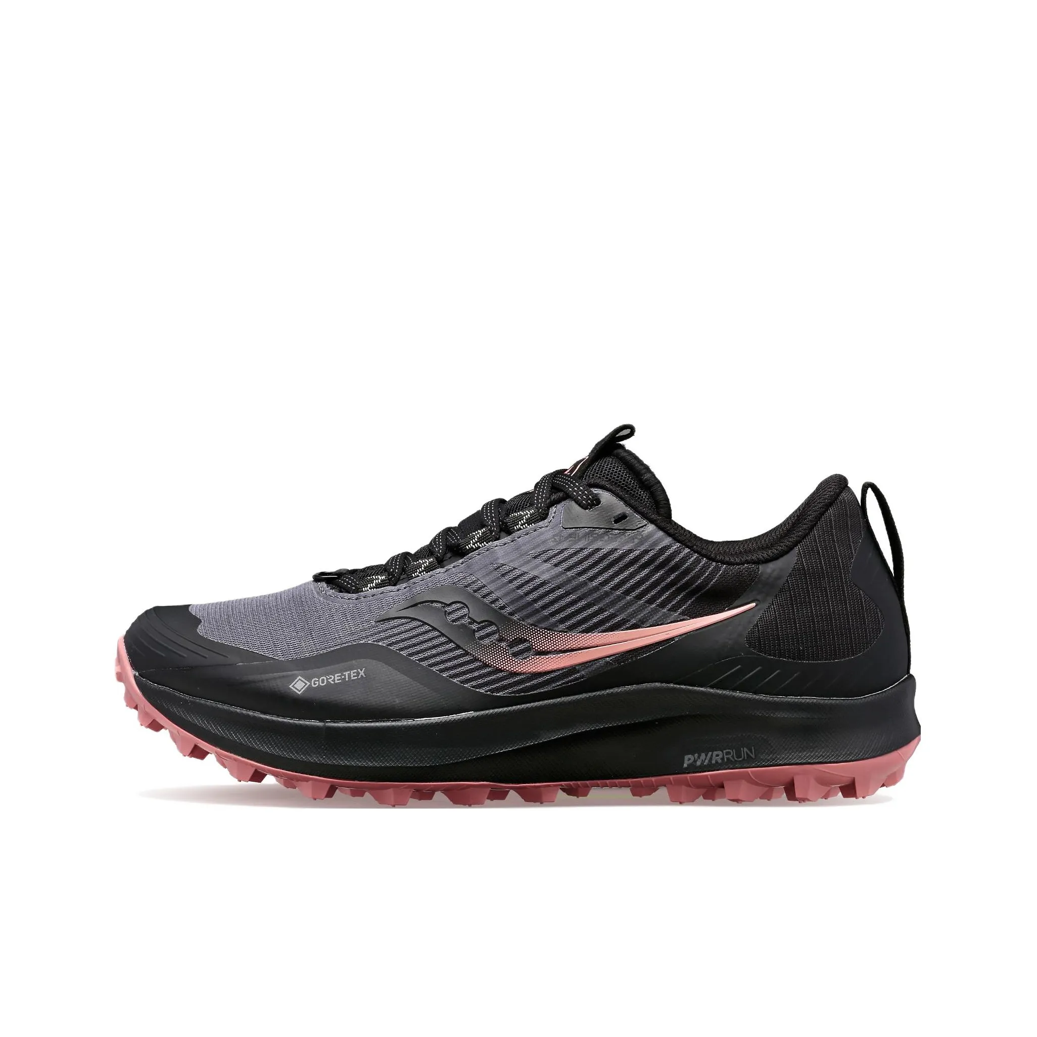 Saucony Peregrine 12 Shock Absorbers Slip Resistant Abrasion Resistant Low Top Running Shoes Women's Black Pink
