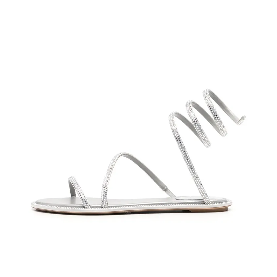 René Caovilla Crystal-embellished Flat Sandals