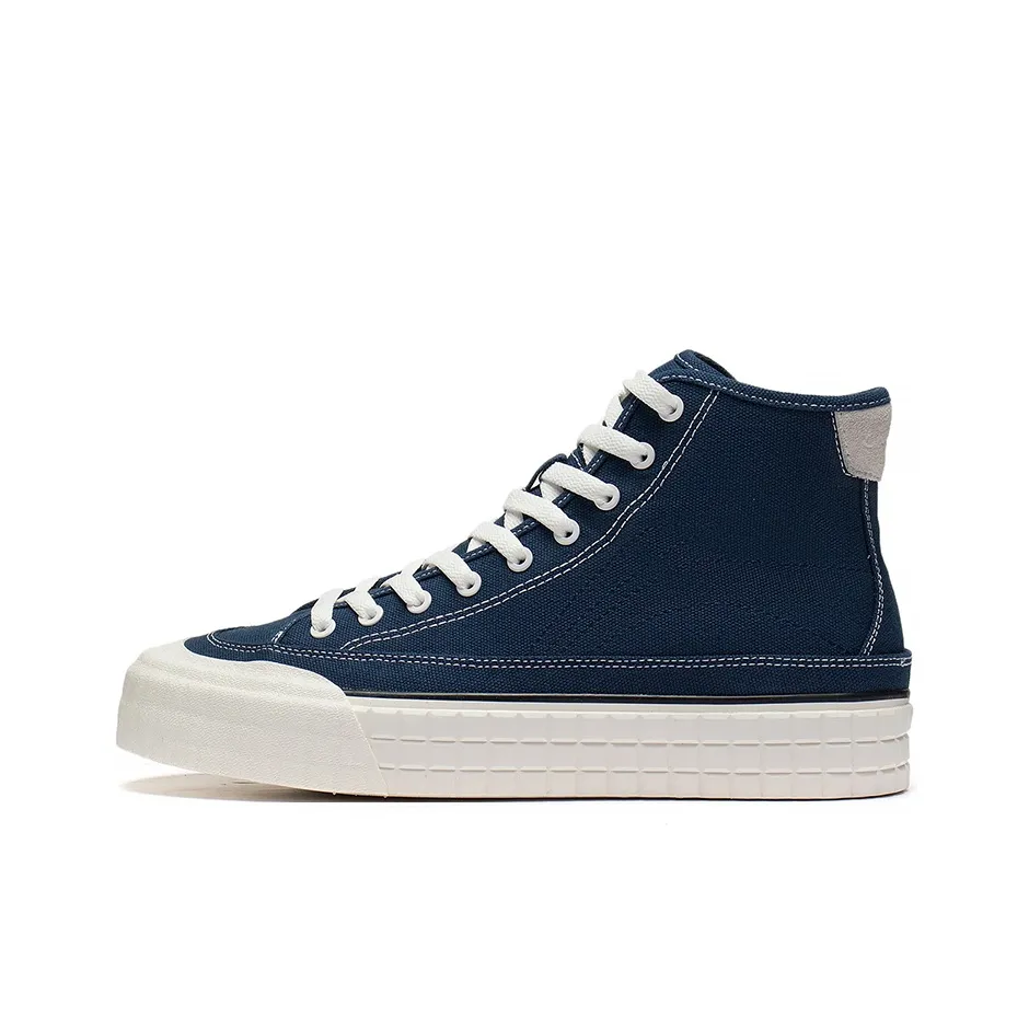 LiNing High Top Canvas metallic shoes Men's Deep Prussian Blue