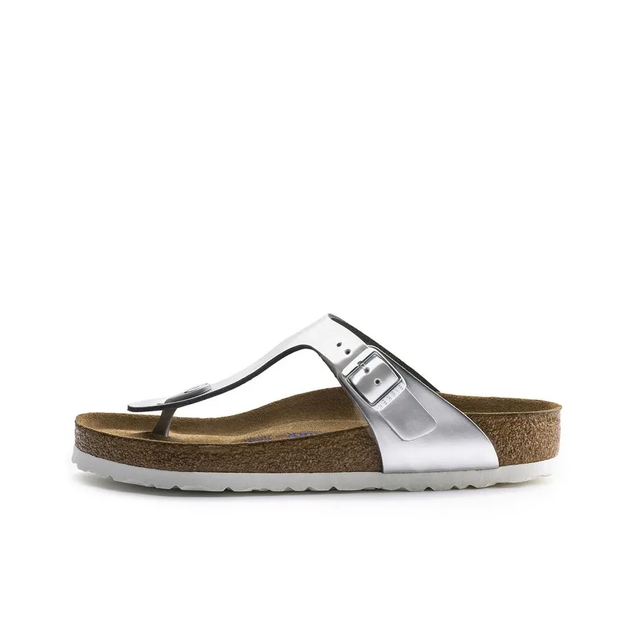 Birkenstock Gizeh Softbed Metallic Silver Women's