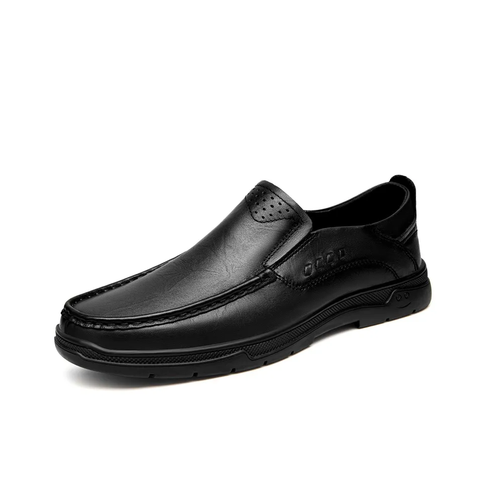 DILIKAN Loafers Slip-on Fashion Versatile Casual Leather Shoes Flat Men's Black