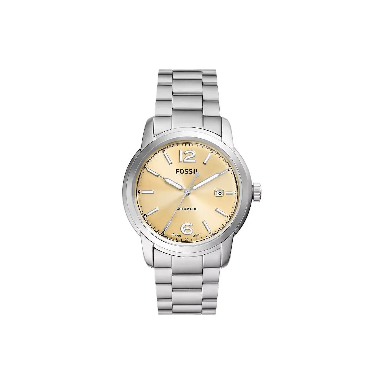 FOSSIL Heritage Collection Wrist Watch Automatic Mechanical Movement Stainless Steel Strap 43mm Gold Dial Men's Watches