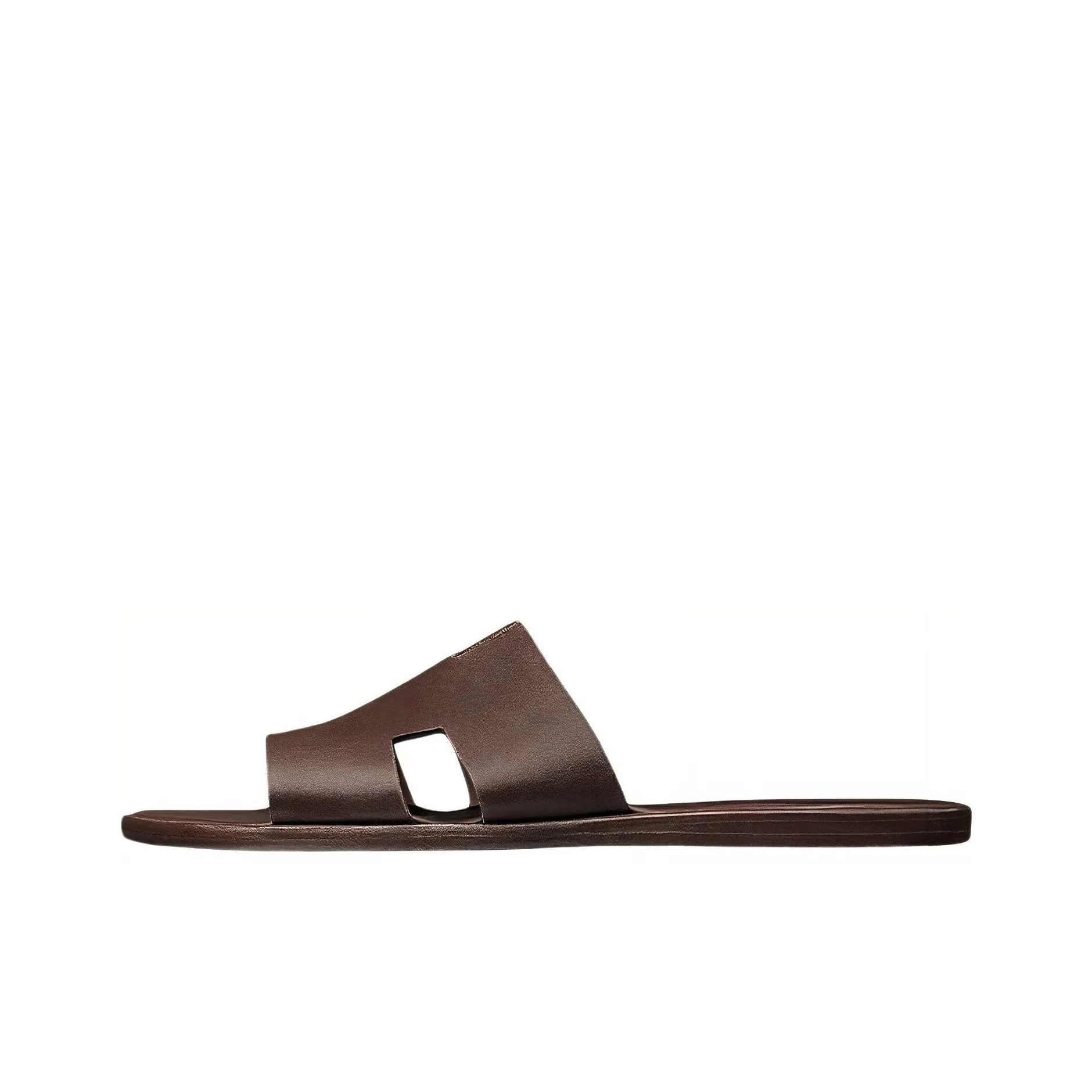 HERMES Slide Slippers Men Brown Red