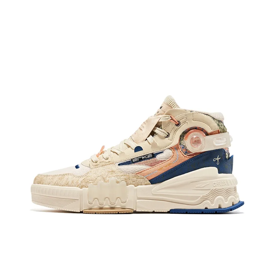 WULIUQI x Erke Slip-Resistant Abrasion-Resistant High Top Скейтборд Кроссовки Мужские Коричневый Оранжевый