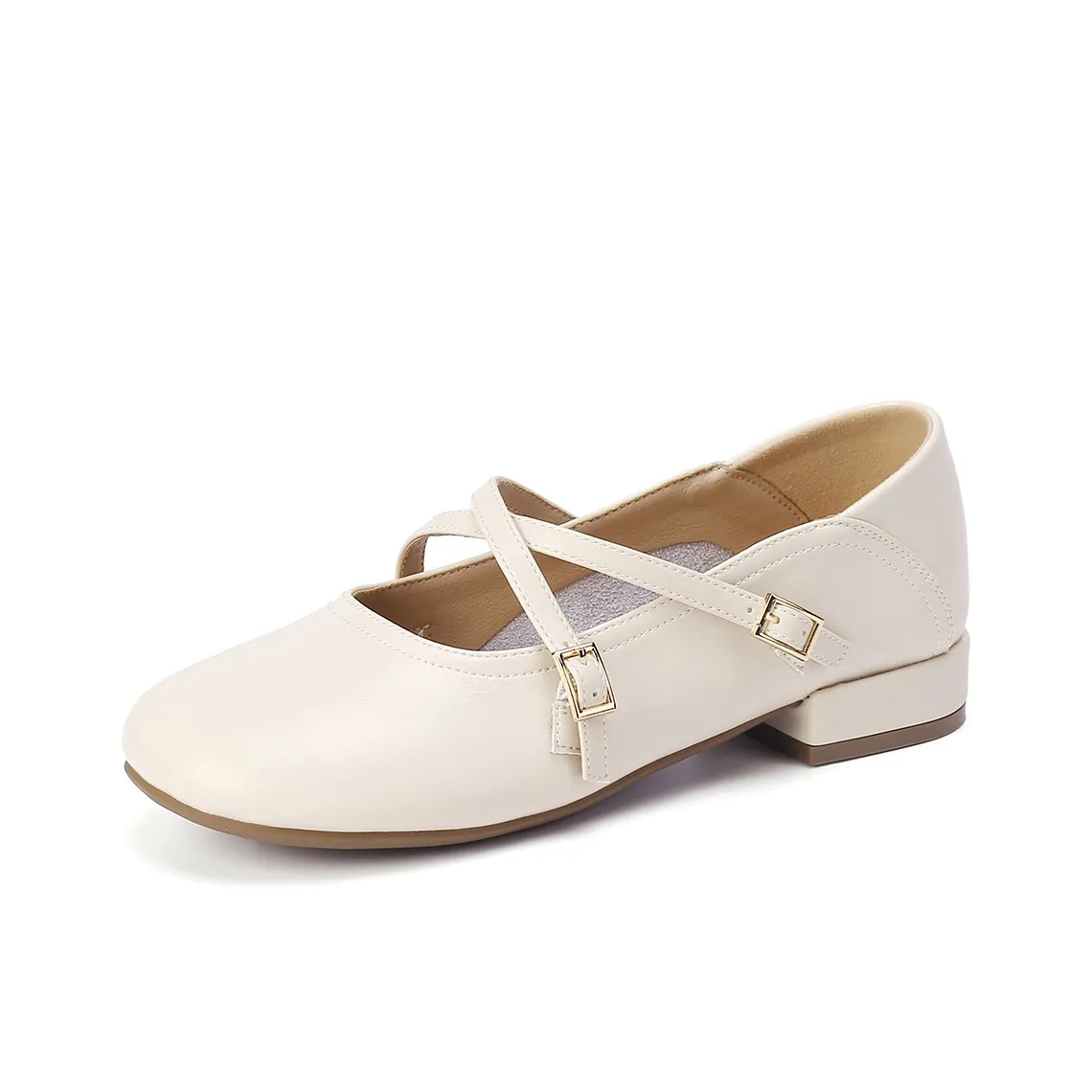 SAFIYA Грубый каблук Туфли Мэри Джейн Женские Экрю