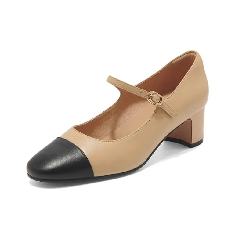 PT'SON Грубый каблук Туфли Мэри Джейн 5 см Женские