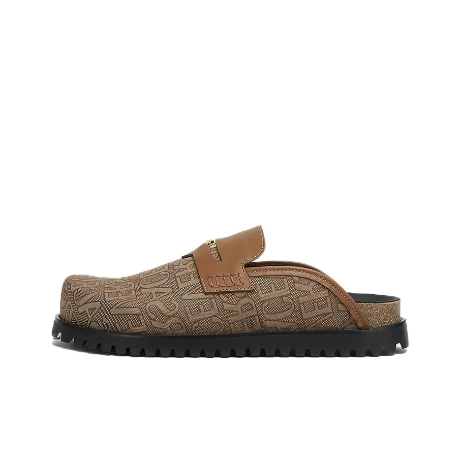 VERSACE Allover Closed Toe Slippers Men's Brown