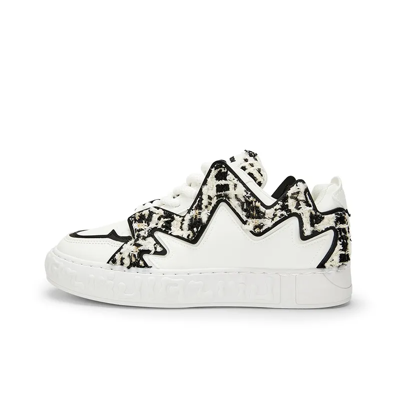 KARLIE KELLER Anti Slip Wear Resistant Low Top Skateboard Shoes Men's Black White