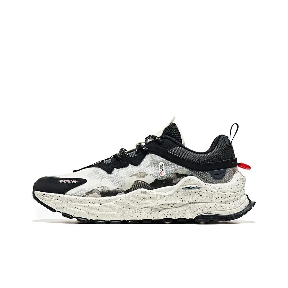 Erke Morning Mist Evening Fog Anti Slip Wear Resistant Low Top Sports Casual Shoes Men's Black White