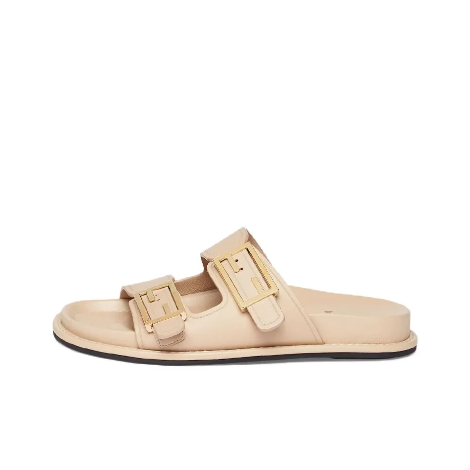 fendi print Slide Slippers Women's Beige