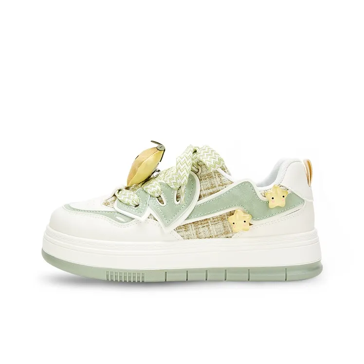 RUN MANNER Slip Resistant Height Increasing Low Top Skateboard Shoes Women's Matcha Green