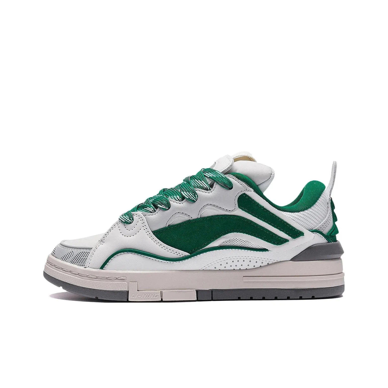 LINING Wave Golden Противоскользящие Устойчивые к износу Низкие Кроссовки для скейтбординга Женские Белые Зеленые