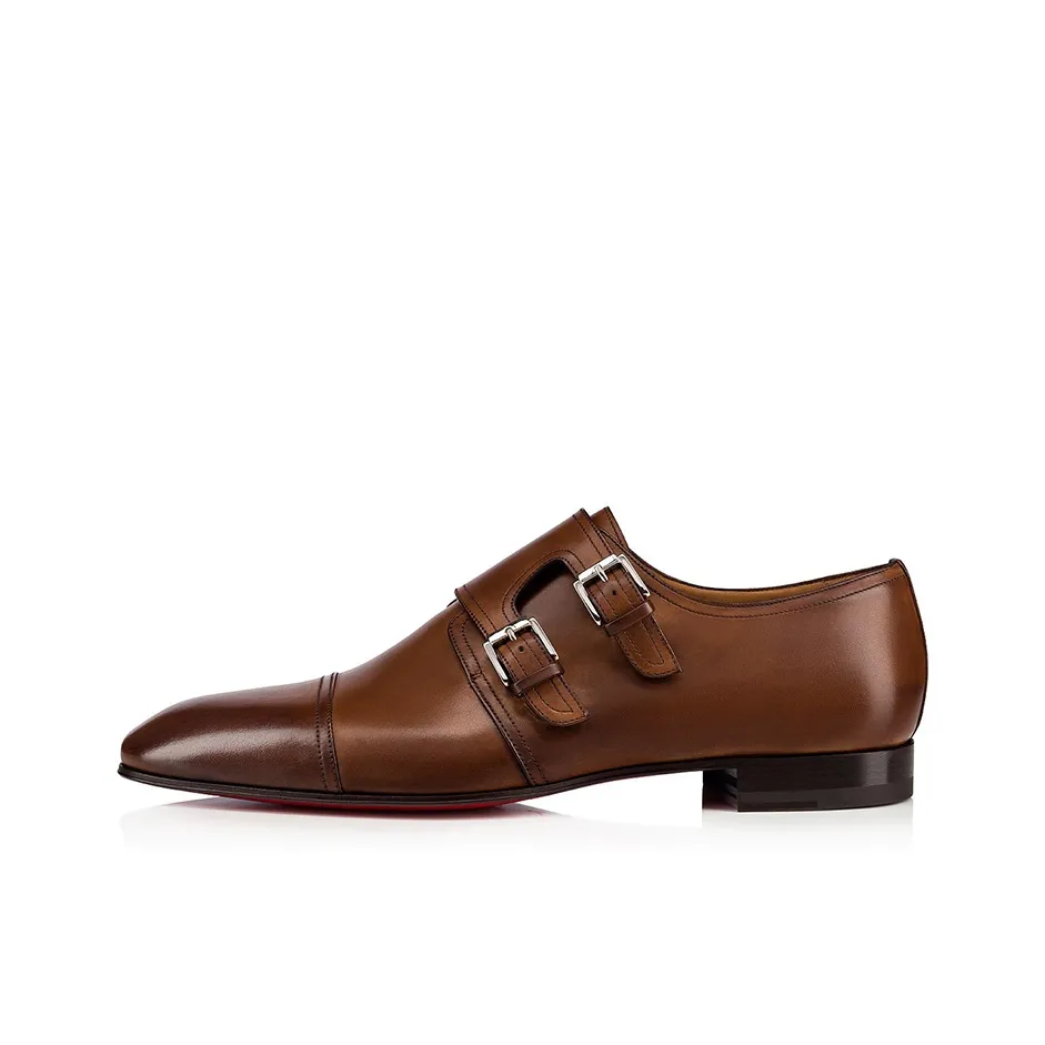 Christian Louboutin Casual Leather Shoes Men's Low Top Brown