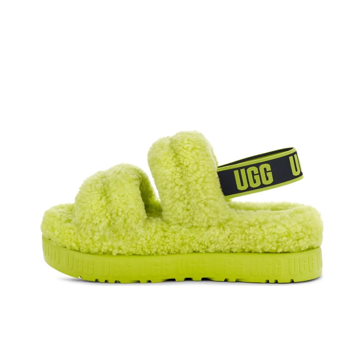UGG Fluff Пушистые тапочки Женские Лайм
