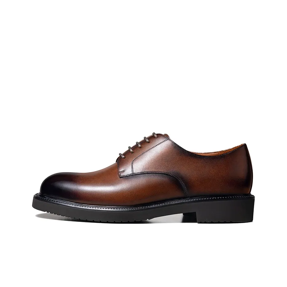Zuti British Business Formal Derby Shoes Casual Shoes Men
s Dark Brown Matte