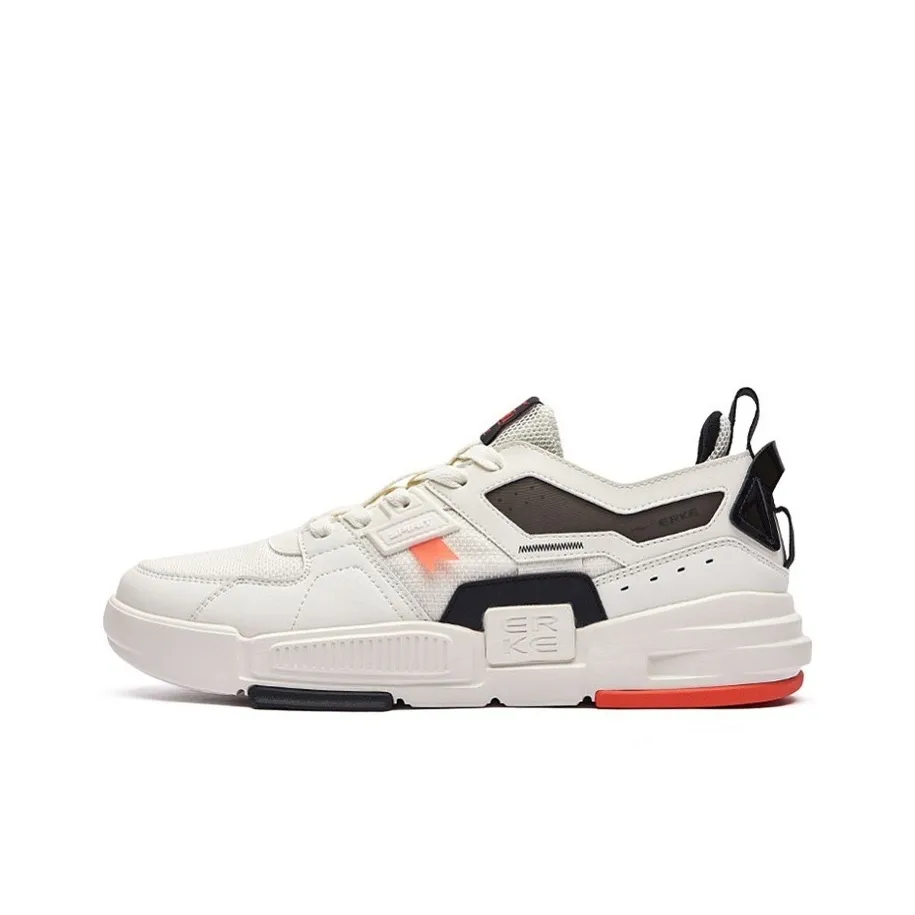 Erke Qidan Устойчивые к истиранию Низкие Кроссовки для скейтбординга Мужские Белые Оранжевые