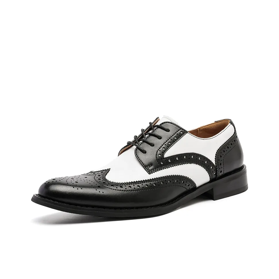 SHUPATE Dress Shoes Men's Low Top Black White/Brown/White Brown