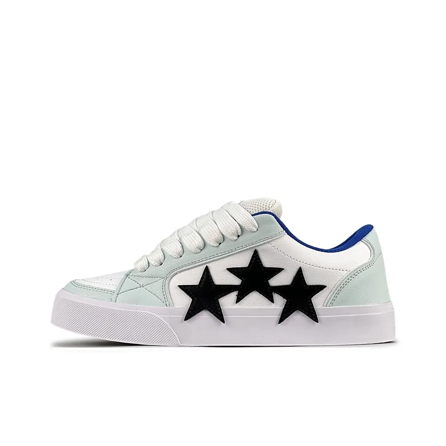 LuzaoT SUPER DRAG Звезды Обувь Противоскользящая Устойчивая к износу Низкий Топ Скейтбординг Кроссовки Женские Светло-зеленый Черный