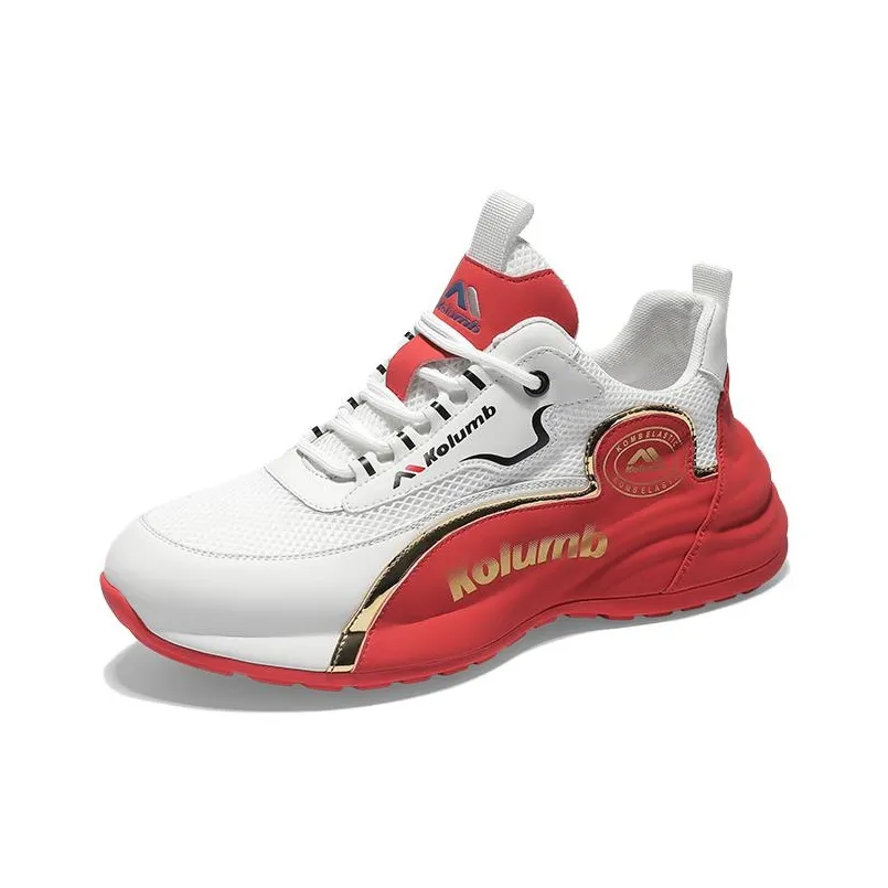 KOLUMB Амортизация Дышащий Увеличение Высоты Низкий Топ Casual Мужской Белый Красный
