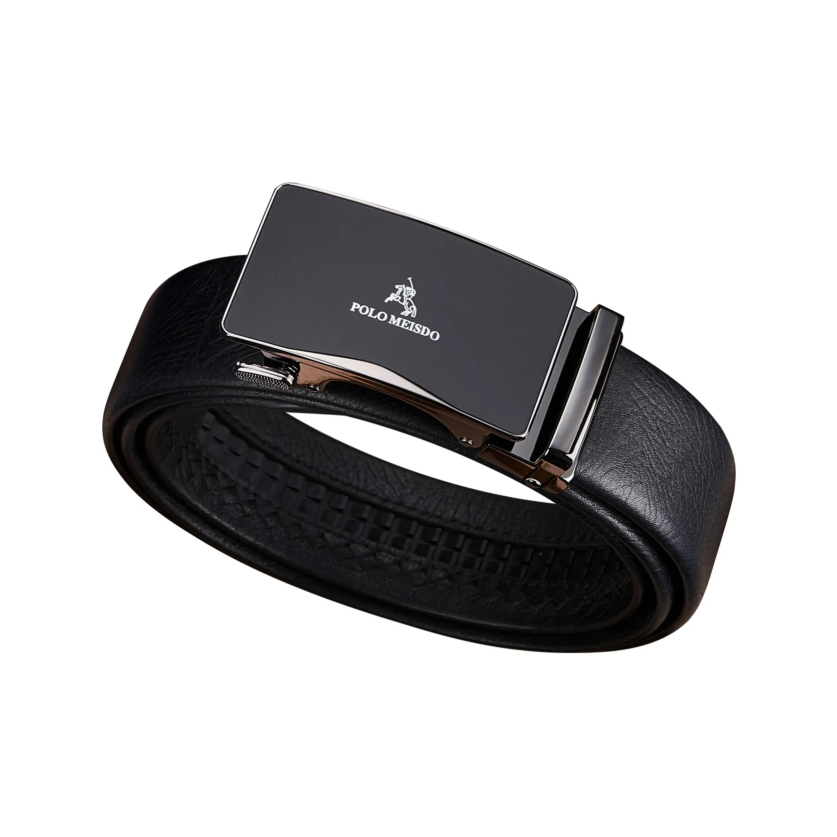 POLOMEISDO Soft Top Grain Cow Leather Automatic Buckle Belt Box Men's 3.5cm Box With Custom Exclusive Greeting Card