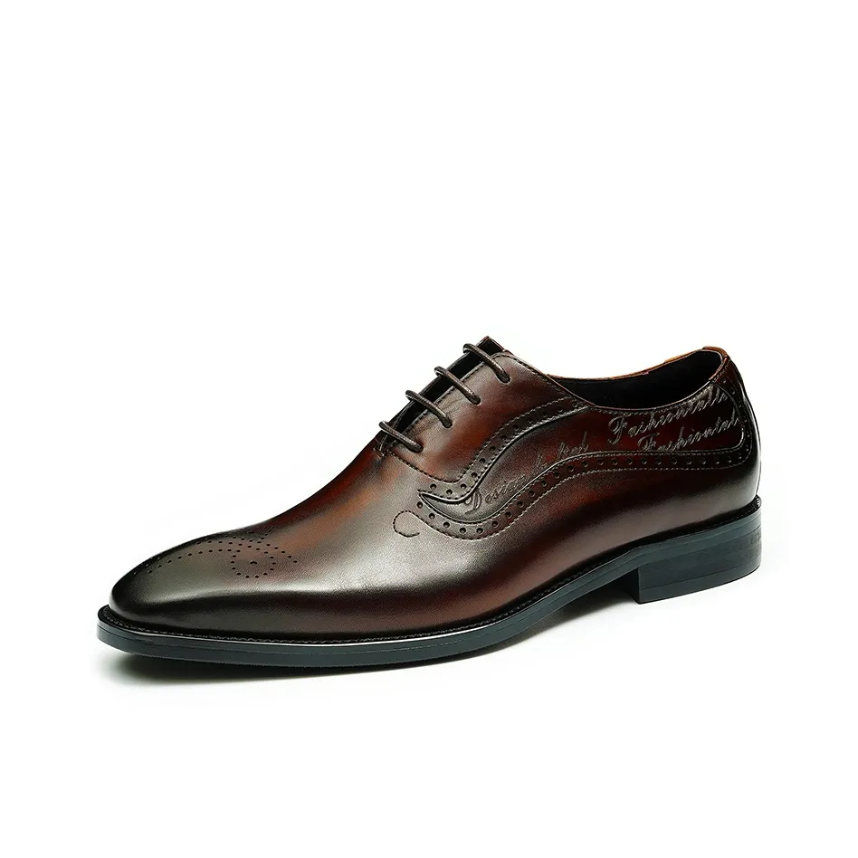 ASTON M.JAZZ Dress Shoes Men's Low Top Black/Coffee