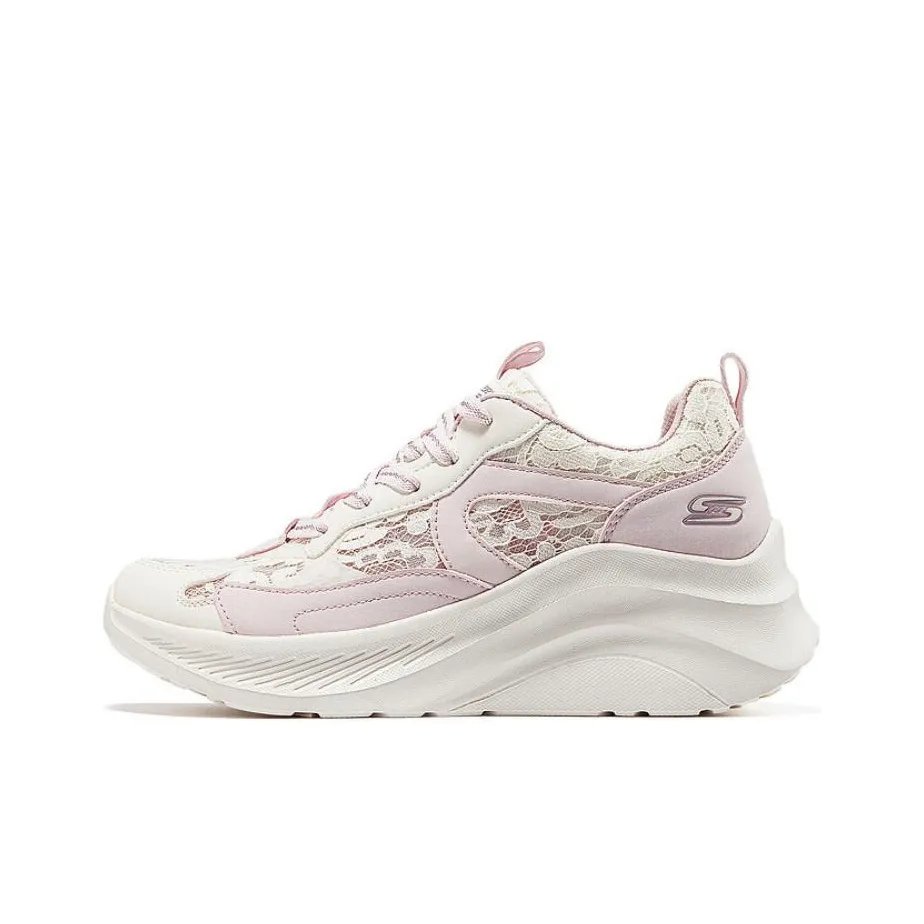 Skechers Cushioned Wear Resistant Height Increasing Low Top Chunky Sneakers Women's White Pink