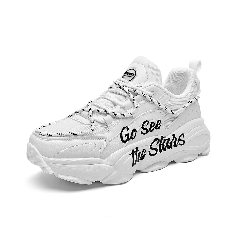 DEVIL AND ANGEL Дышащий Увеличение Высоты Низкий Топ Толстая Подошва Кроссовки Унисекс Белый