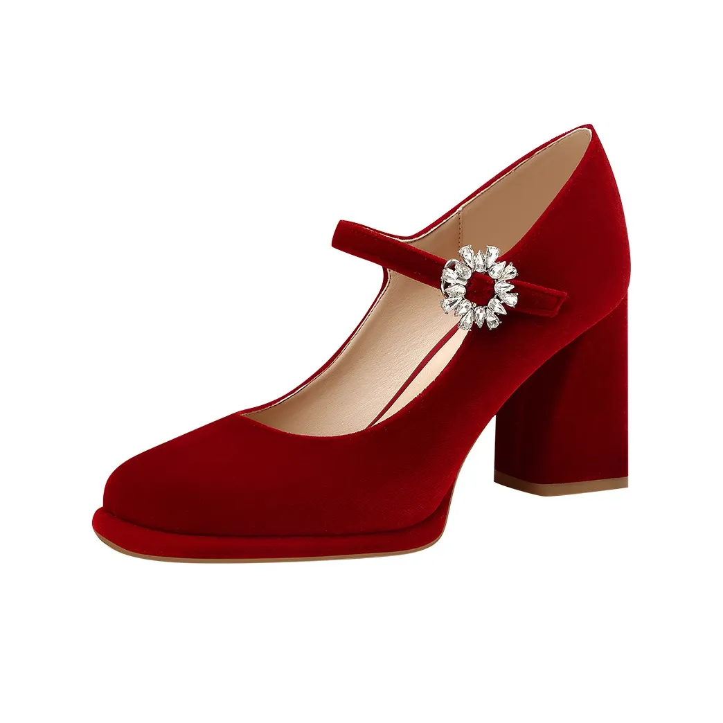 Ruby L Грубый каблук Мэри Джейн туфли 8,5 см женские бордовый