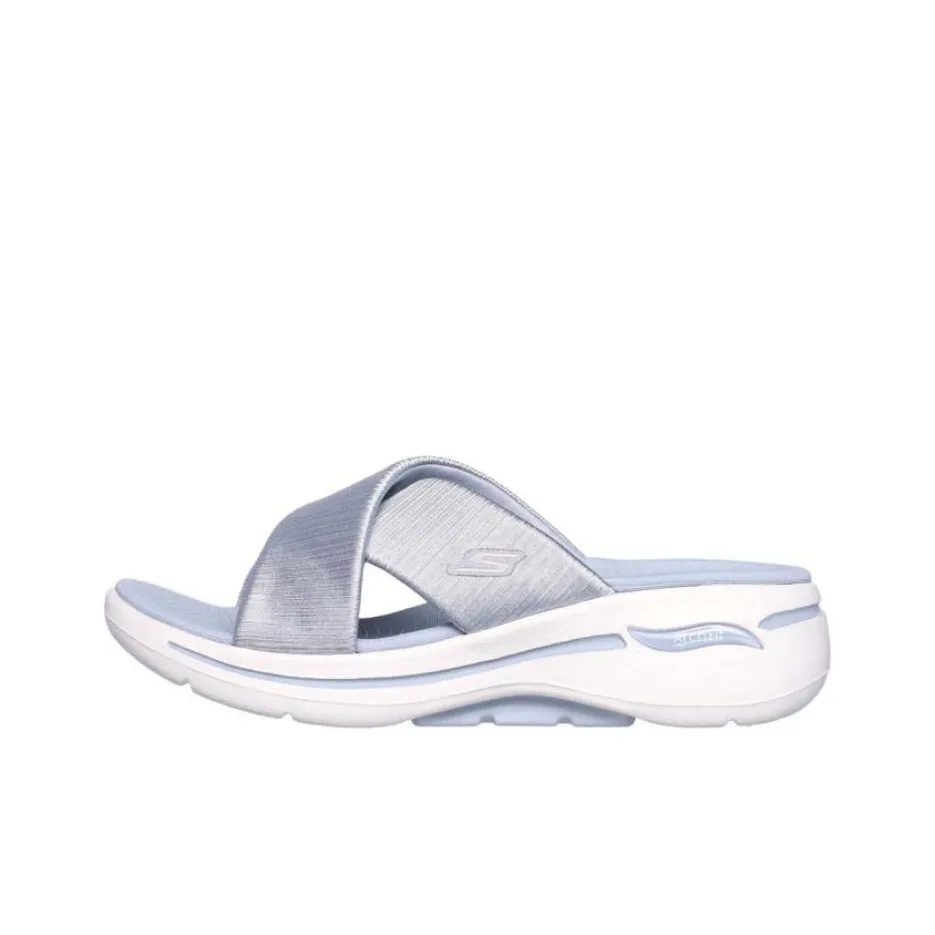 Skechers GO WALK Collection Slide Slippers Women's Blue Silver