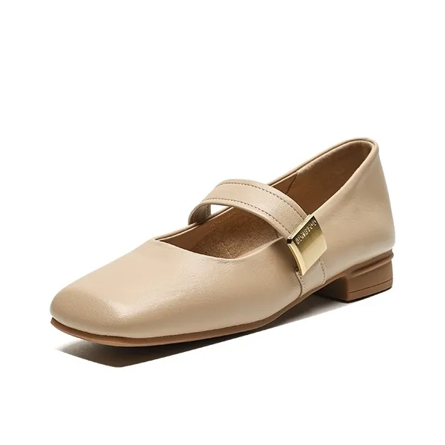 【Dme】 Квадратный каблук Mary Jane 2,3 см Женские Молочно-чайные