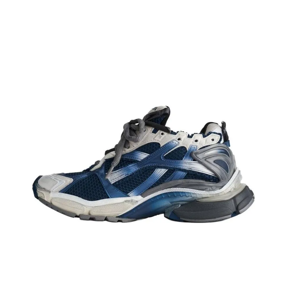 Balenciaga Runner Gradient Distressed Style Low Top Casual Shoes Men's Blue