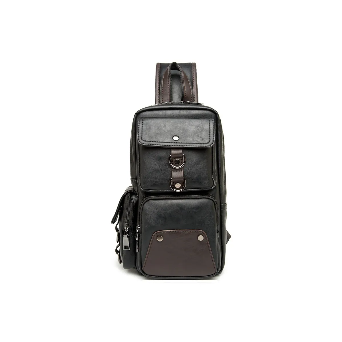 VIHUS Микрофибра Синтетическая Кожа Одно Плечо Сумка через плечо Сумка-слинг Большая Мужская Черная