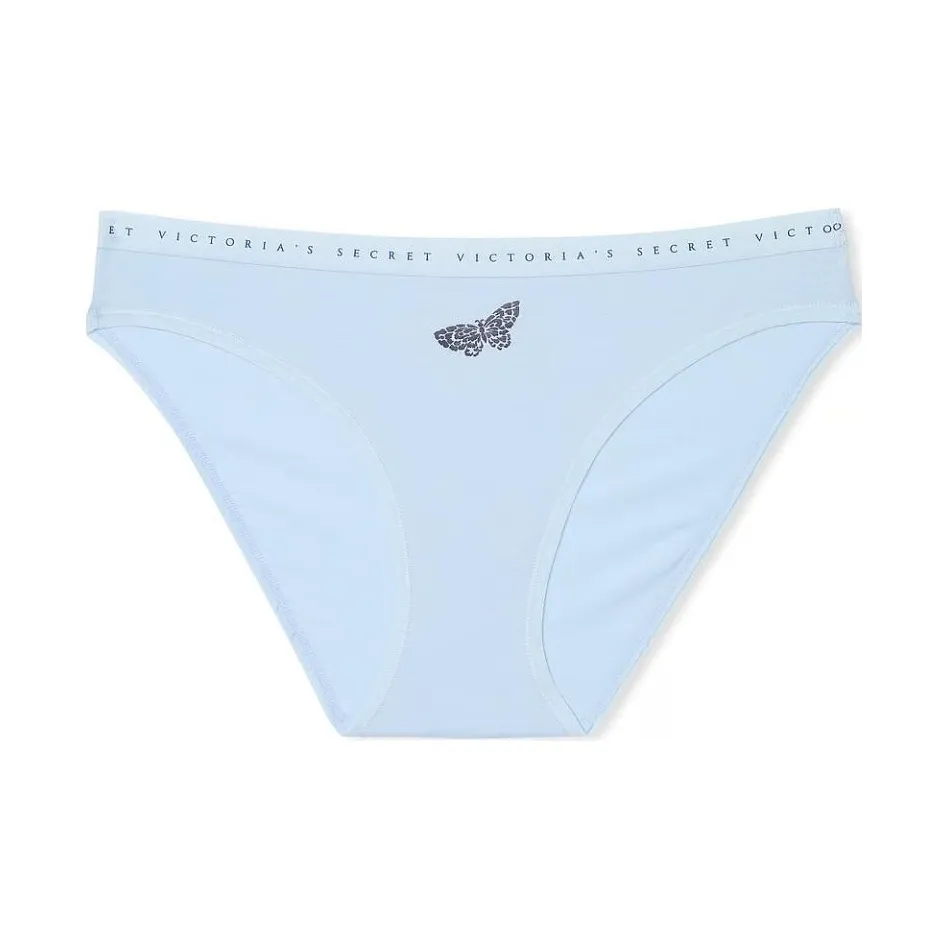 Victoria's Secret Эластичный хлопок кружевная отделка бикини трусы LBB нижнее белье женское 1 упаковка синий