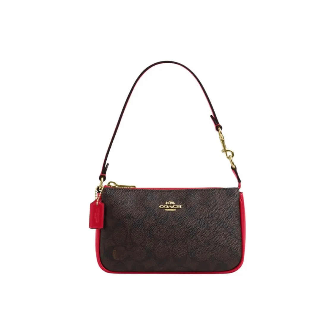 COACH Nolita PVC With Skin One Shoulder Handbags Small Size Women's Dark Brown & Red