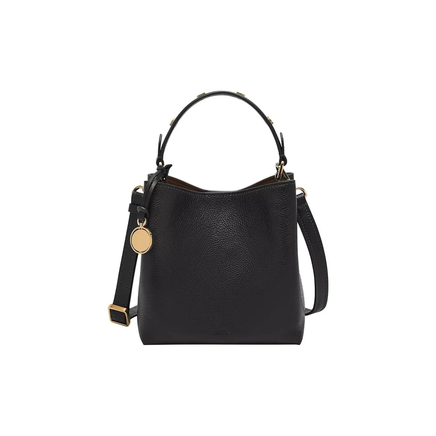 FOSSIL Leather Crossbody One Shoulder Handbag Trumpets Women's Black