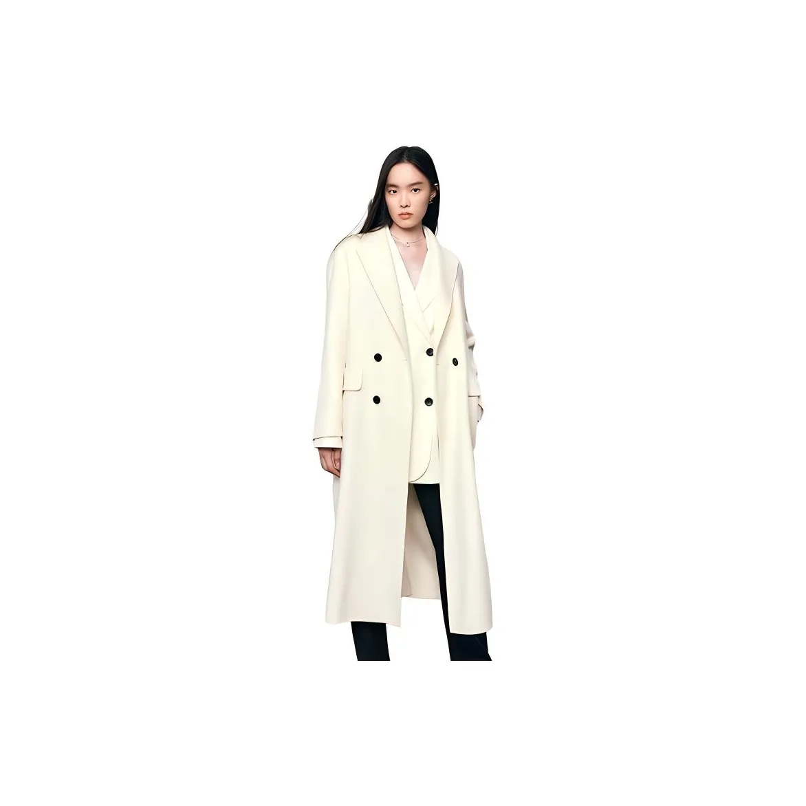 TKY SHOP Coat Women's Elegant White