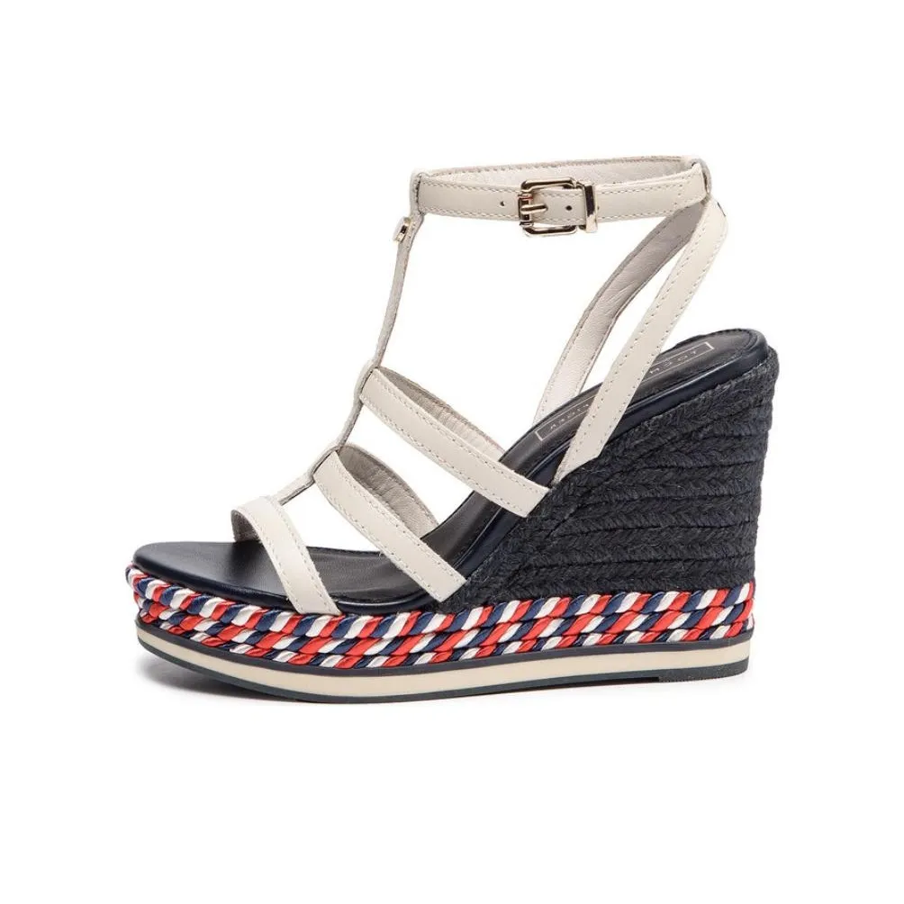 Tommy Hilfiger One Strap Sandals 10.5cm Women's Beige Black
