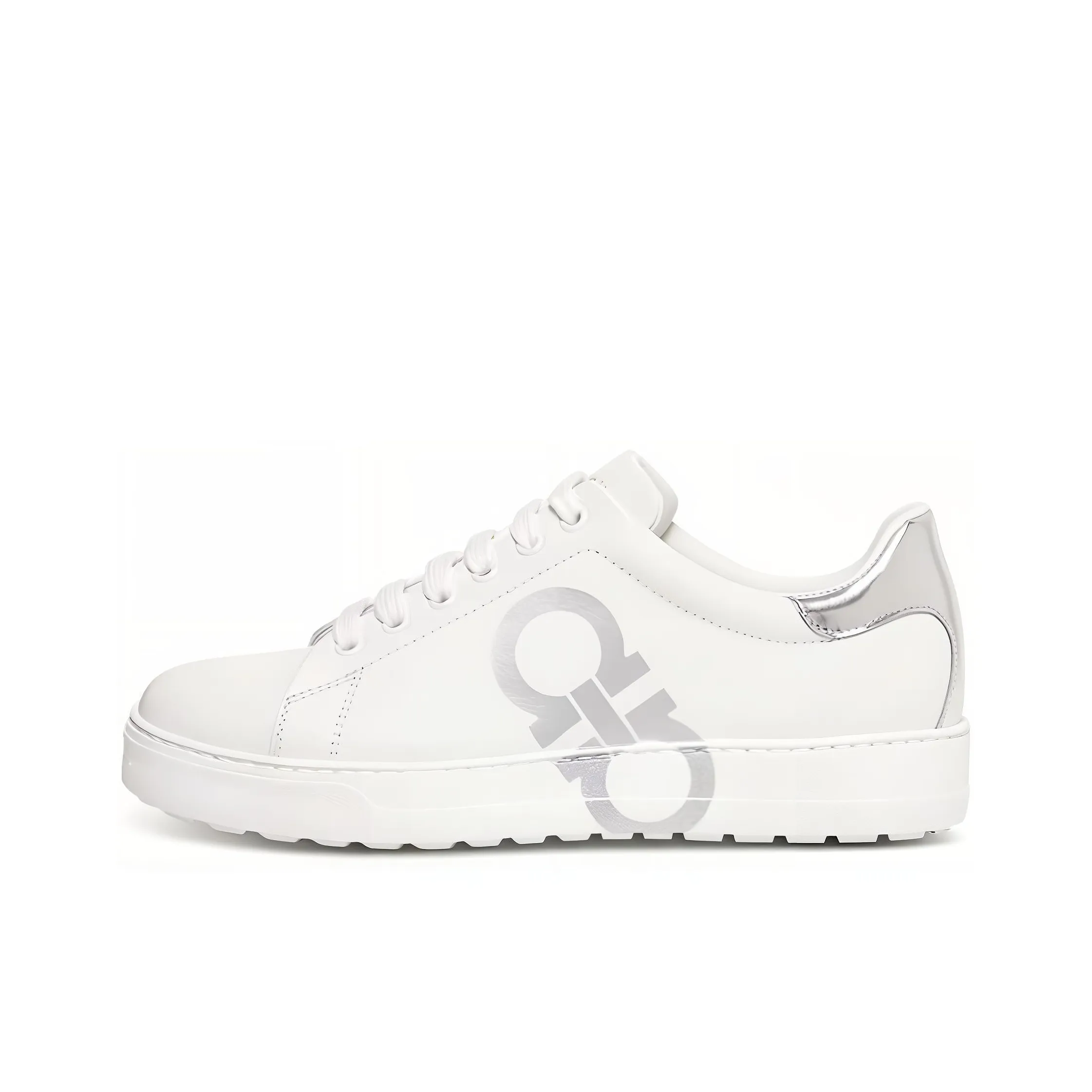 FERRAGAMO GANCINI Low Top Stylish Skateboarding Shoes Women's White